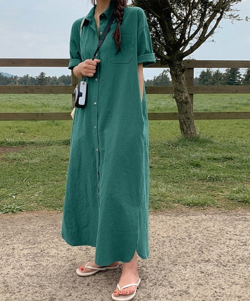 ONEP STAR（ワンピスター）の「選べる2TYPEシャツワンピース（シャツワンピース・レディース・ベージュ/ダークグレー/マスタード/グリーン系その他/ブルー系その他/グリーン/ブラウン/ピンク/ベージュ系その他/ブルー/グレー系その他/イエロー系その他/ブラウン系その他/ピンク系その他・FREE）」の16枚目の写真