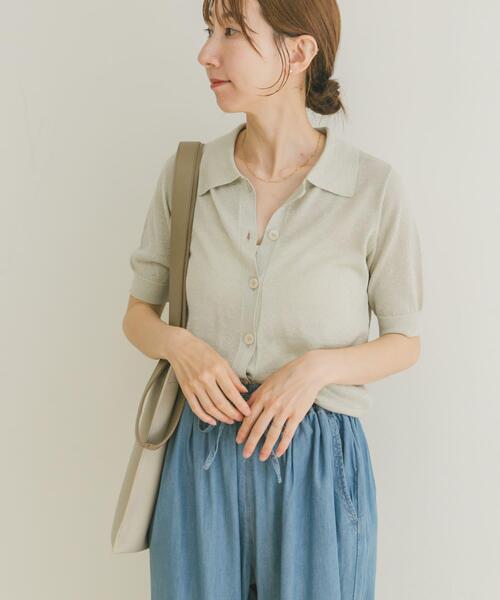 ITEMS URBANRESEARCH(アイテムズ アーバンリサーチ)の「ラメハンソデニット(ニット/セーター・レディース・ネイビー/ブラウン/アイボリー・FREE)」の1枚目の写真