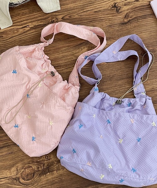 Mignonjour（ミニョンジュール）の「Mignonjour/リボン巾着2wayバッグ M2789（ハンドバッグ・レディース・グリーン/ピンク/パープル/ホワイト・FREE）」の7枚目の写真