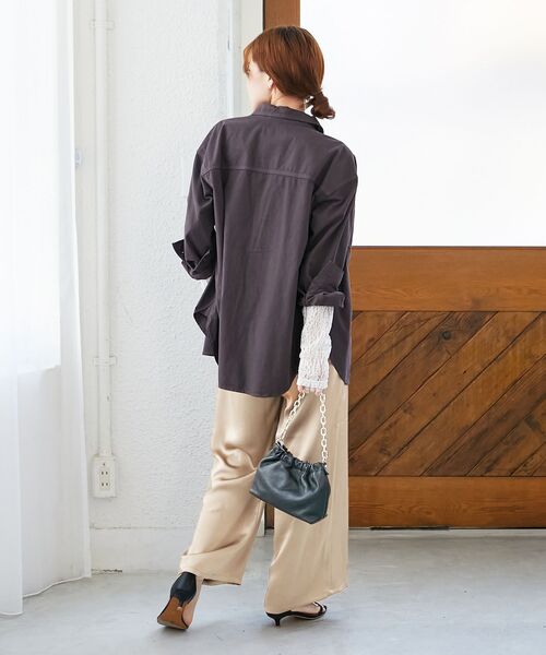 le.coeur blanc（ルクールブラン）の「《手洗い可能》メローウエストサテンイージーパンツ（その他パンツ・レディース・ライトブラウン/グレイッシュベージュ/ブラック・38）」の7枚目の写真