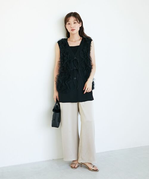 le.coeur blanc（ルクールブラン）の「《手洗い可能》メローウエストサテンイージーパンツ（その他パンツ・レディース・ライトブラウン/グレイッシュベージュ/ブラック・38）」の9枚目の写真