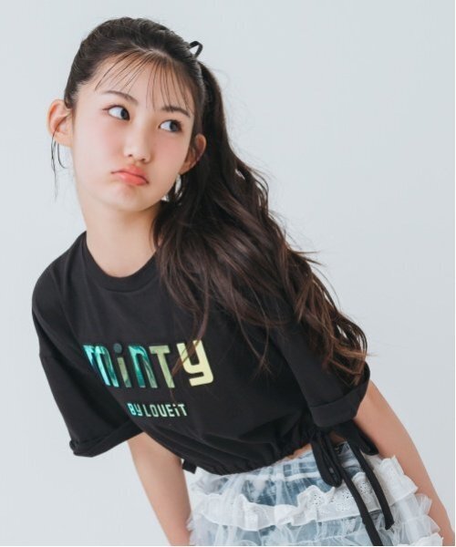 by LOVEiT（バイラビット）の「【Cuugal8月号掲載】【接触冷感】エンボスドロストTシャツ（Tシャツ/カットソー・キッズ・ブラック/オフホワイト/ラベンダー・120cm/130cm/140cm/150cm/160cm）」の2枚目の写真