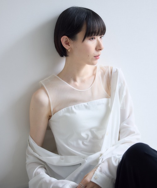 Paradise Picnic(パラダイスピクニック)の「cloche チュール切替カップ付タンクトップ(タンクトップ・レディース・ホワイト/ブラック/チャコールグレー・FREE)」の16枚目の写真