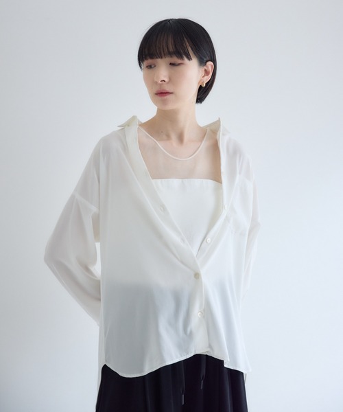 Paradise Picnic(パラダイスピクニック)の「cloche チュール切替カップ付タンクトップ(タンクトップ・レディース・ホワイト/ブラック/チャコールグレー・FREE)」の18枚目の写真