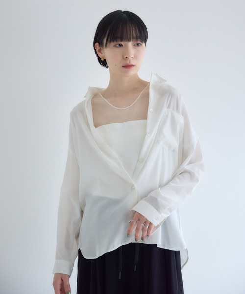 Paradise Picnic(パラダイスピクニック)の「cloche チュール切替カップ付タンクトップ(タンクトップ・レディース・ホワイト/ブラック/チャコールグレー・FREE)」の19枚目の写真