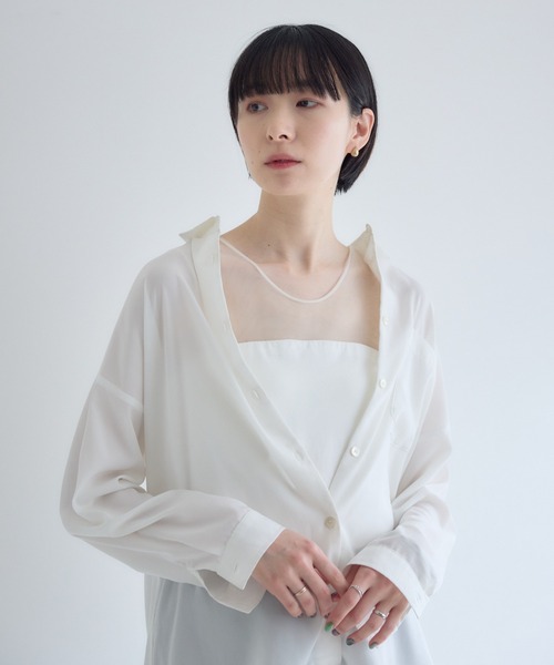 Paradise Picnic(パラダイスピクニック)の「cloche チュール切替カップ付タンクトップ(タンクトップ・レディース・ホワイト/ブラック/チャコールグレー・FREE)」の21枚目の写真