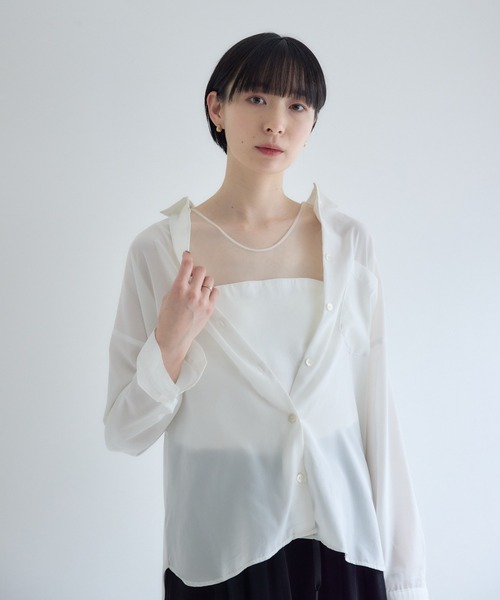 Paradise Picnic(パラダイスピクニック)の「cloche チュール切替カップ付タンクトップ(タンクトップ・レディース・ホワイト/ブラック/チャコールグレー・FREE)」の22枚目の写真