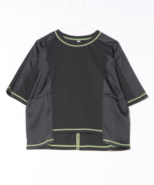 tシャツ 切替スクエアステッチT レディース Q（キュー）の「切替スクエアステッチT（Tシャツ/カットソー