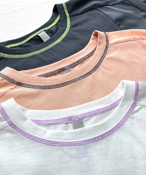 tシャツ 切替スクエアステッチT レディース Q（キュー）の「切替スクエアステッチT（Tシャツ/カットソー