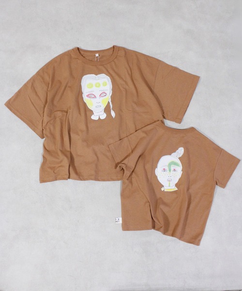 MARKEY'S(マーキーズ)の「マエウシロプリントTシャツ/おとな(Tシャツ/カットソー・レディース・パープル/ライトグリーン/ブラウン/グリーン/オフホワイト・160cm)」の3枚目の写真