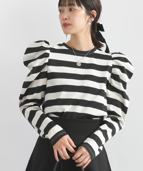 PICCIN PERLA(ピッチンペルラ)の「クリオネショートレングスカットソー(Tシャツ/カットソー・レディース・ホワイト系その他/ブラック/オフホワイト・M)」の1枚目の写真