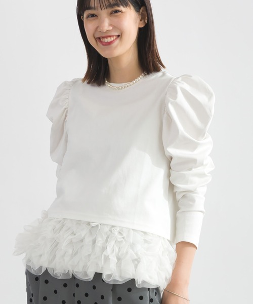 PICCIN PERLA(ピッチンペルラ)の「クリオネショートレングスカットソー(Tシャツ/カットソー・レディース・ホワイト系その他/ブラック/オフホワイト・M)」の2枚目の写真