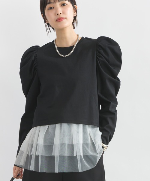 PICCIN PERLA(ピッチンペルラ)の「クリオネショートレングスカットソー(Tシャツ/カットソー・レディース・ホワイト系その他/ブラック/オフホワイト・M)」の3枚目の写真