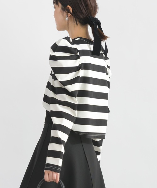 PICCIN PERLA(ピッチンペルラ)の「クリオネショートレングスカットソー(Tシャツ/カットソー・レディース・ホワイト系その他/ブラック/オフホワイト・M)」の13枚目の写真