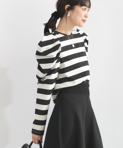 PICCIN PERLA(ピッチンペルラ)の「クリオネショートレングスカットソー(Tシャツ/カットソー・レディース・ホワイト系その他/ブラック/オフホワイト・M)」の12枚目の写真