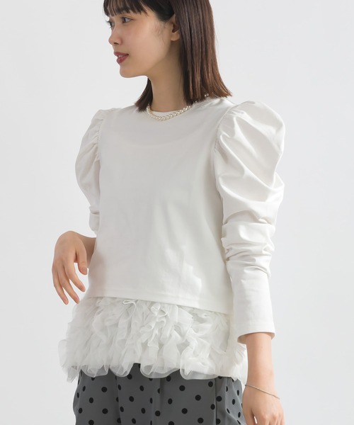 PICCIN PERLA(ピッチンペルラ)の「クリオネショートレングスカットソー(Tシャツ/カットソー・レディース・ホワイト系その他/ブラック/オフホワイト・M)」の7枚目の写真