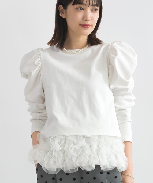 PICCIN PERLA(ピッチンペルラ)の「クリオネショートレングスカットソー(Tシャツ/カットソー・レディース・ホワイト系その他/ブラック/オフホワイト・M)」の4枚目の写真