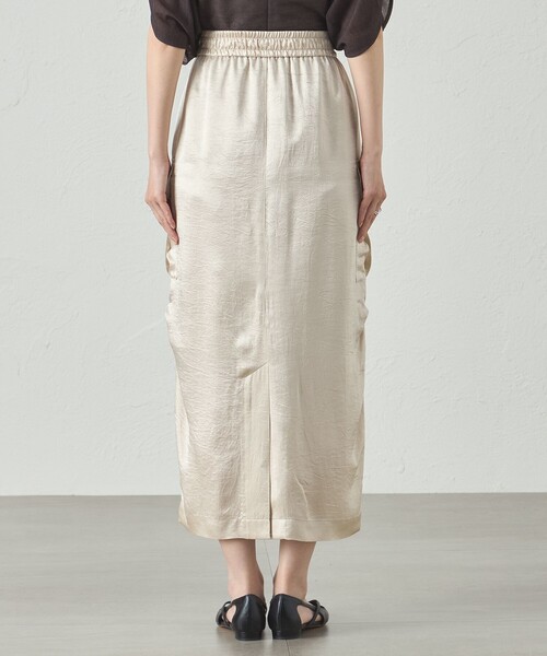 CAST:（キャストコロン）の「【着回し抜群】カーゴディテールサテンスカート（スカート・レディース・ベージュ/グリーン系その他5/ブラック・S/M/L）」の8枚目の写真