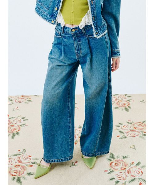 LILY BROWN（リリーブラウン）の「【WEB限定00サイズ】サイドラインバギーデニムパンツ（デニムパンツ・レディース・ブルー/インディゴブルー/ブラウン・0/1）」の4枚目の写真