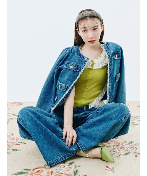 LILY BROWN（リリーブラウン）の「【WEB限定00サイズ】サイドラインバギーデニムパンツ（デニムパンツ・レディース・ブルー/インディゴブルー/ブラウン・0/1）」の6枚目の写真