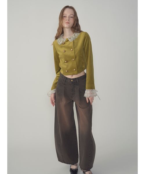 WEB限定00サイズ】サイドラインバギーデニムパンツ（デニムパンツ