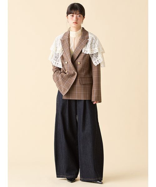 LILY BROWN（リリーブラウン）の「【WEB限定00サイズ】サイドラインバギーデニムパンツ（デニムパンツ・レディース・ブルー/インディゴブルー/ブラウン・0/1）」の14枚目の写真