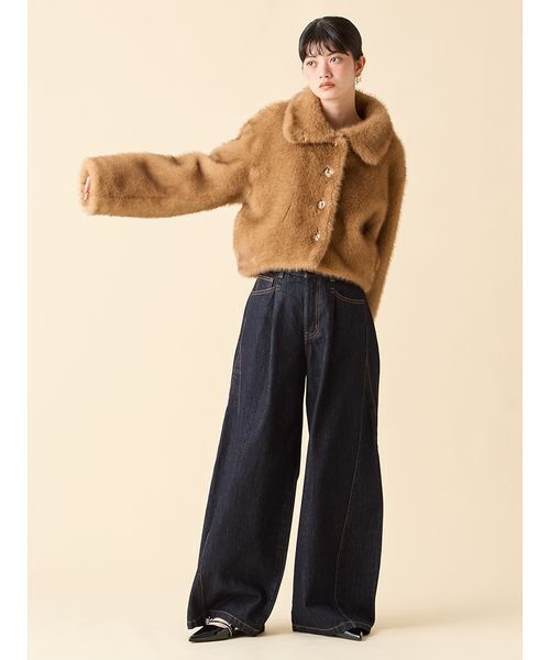 サイドラインバギーデニムパンツ リリーブラウン WEB限定00サイズ】サイドラインバギーデニムパンツ(デニムパンツ