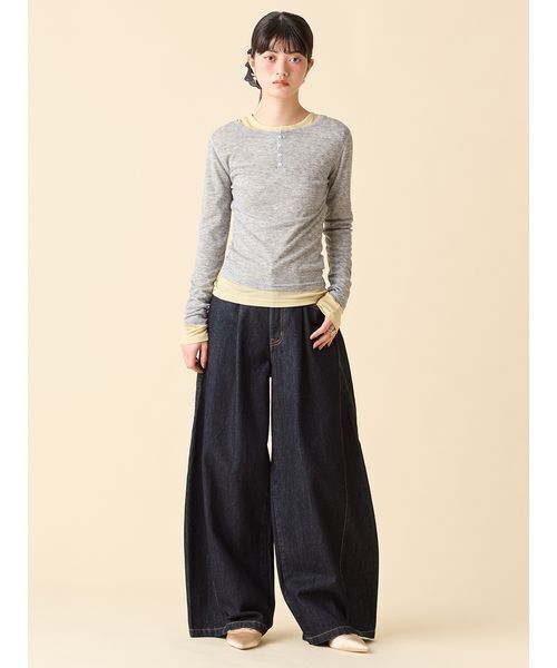 LILYBROWN サイドラインバギーデニムパンツ　リリーブラウン 限定カラー】【WEB限定00サイズ】サイドラインバギーデニム