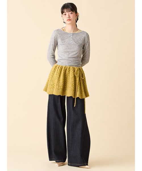 サイドラインバギーデニムパンツ リリーブラウン WEB限定00サイズ】サイドラインバギーデニムパンツ（デニム