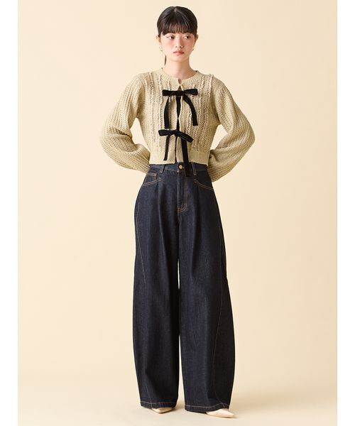 WEB限定00サイズ】サイドラインバギーデニムパンツ（デニムパンツ