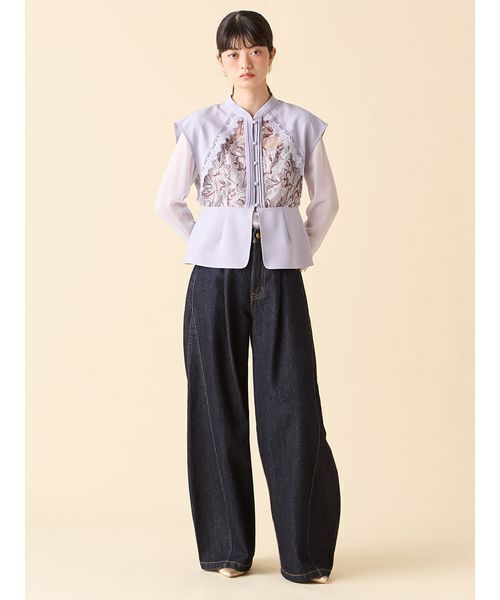 WEB限定00サイズ】サイドラインバギーデニムパンツ（デニムパンツ