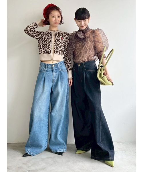 LILYBROWN サイドラインバギーデニムパンツ　リリーブラウン WEB限定00サイズ】サイドラインバギーデニムパンツ(デニムパンツ