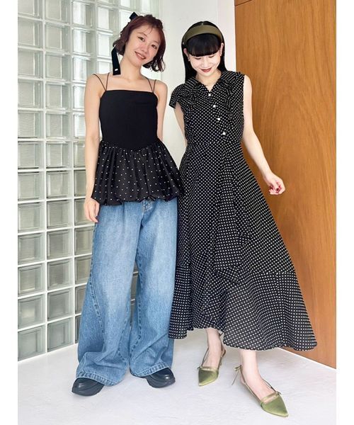 WEB限定00サイズ】サイドラインバギーデニムパンツ（デニム