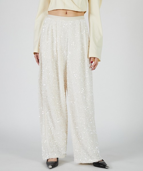 PRANK PROJECT（プランクプロジェクト）の「シークインバルーンベロアパンツ / Sequin Balloon Velour Pants（その他パンツ・レディース・グレー/ブラック/アイボリー・36/38）」の2枚目の写真