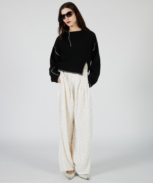 PRANK PROJECT（プランクプロジェクト）の「シークインバルーンベロアパンツ / Sequin Balloon Velour Pants（その他パンツ・レディース・グレー/ブラック/アイボリー・36/38）」の10枚目の写真