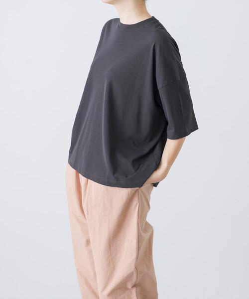 かぐれ(カグレ)の「ハイツイストコットン半袖Tシャツ(Tシャツ/カットソー・レディース・オフホワイト/チャコールグレー/ブラック・FREE)」の3枚目の写真