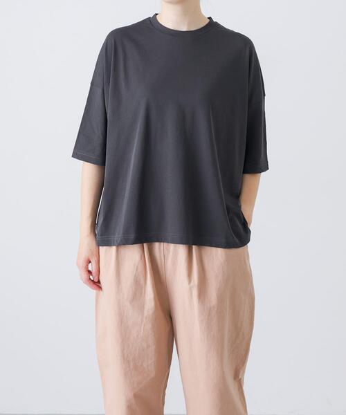 かぐれ(カグレ)の「ハイツイストコットン半袖Tシャツ(Tシャツ/カットソー・レディース・オフホワイト/チャコールグレー/ブラック・FREE)」の14枚目の写真