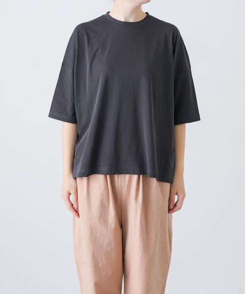 かぐれ(カグレ)の「ハイツイストコットン半袖Tシャツ(Tシャツ/カットソー・レディース・オフホワイト/チャコールグレー/ブラック・FREE)」の7枚目の写真