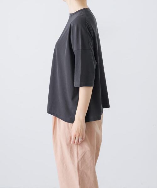 かぐれ(カグレ)の「ハイツイストコットン半袖Tシャツ(Tシャツ/カットソー・レディース・オフホワイト/チャコールグレー/ブラック・FREE)」の6枚目の写真