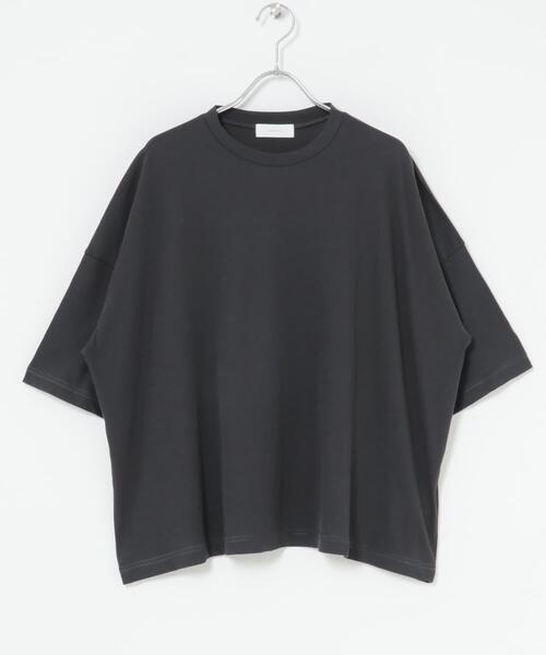 かぐれ(カグレ)の「ハイツイストコットン半袖Tシャツ(Tシャツ/カットソー・レディース・オフホワイト/チャコールグレー/ブラック・FREE)」の4枚目の写真