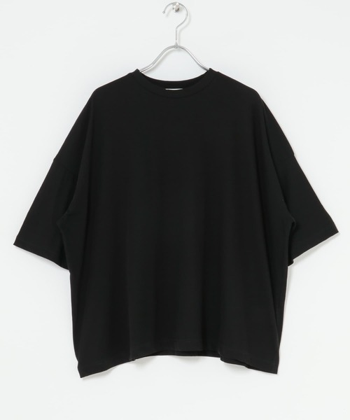 かぐれ　今季　新品　ハイツイストコットン半袖Tシャツ　ブラック　トップス ハイツイストコットン半袖Tシャツ（Tシャツ/カットソー）｜か