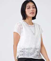 【接触冷感・吸水速乾・抗菌防臭・UV・ウォッシャブル】コンパクト40Gポンチ×ラッセルレース