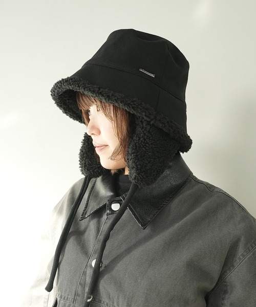 c.u.l（シーユーエル）の「2WAY ムートンボア 取り外し可能 耳当て付き バケットハット cula1233（ハット・レディース・アイボリー/ブラック/グレー/ダークグレー・FREE）」の8枚目の写真