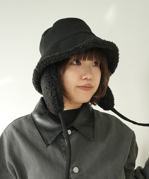 2WAY ムートンボア 取り外し可能 耳当て付き バケットハット cula1233