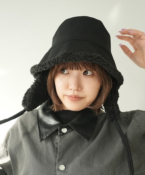 c.u.l（シーユーエル）の「2WAY ムートンボア 取り外し可能 耳当て付き バケットハット cula1233（ハット・レディース・アイボリー/ブラック/グレー/ダークグレー・FREE）」の11枚目の写真