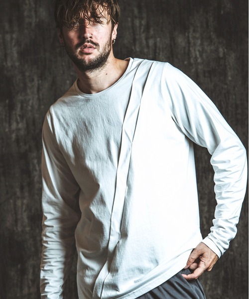 NO ID.(ノーアイディ)の「【NO ID.】Bias Dart Pullover / バイアス ダーツ プルオーバー(Tシャツ/カットソー・メンズ・ホワイト/ブラック・ONE SIZE)」の1枚目の写真