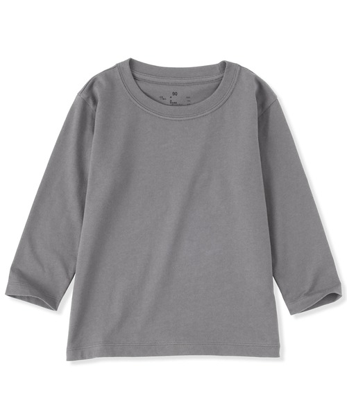 無印良品（ムジルシリョウヒン）の「ベビー　あたまするっと　綿天竺編みクルーネック長袖Ｔシャツ　無地（Tシャツ/カットソー・キッズ・イエロー系/ピンク/グレー系/ブルー/オフホワイト・80/90/100）」の3枚目の写真