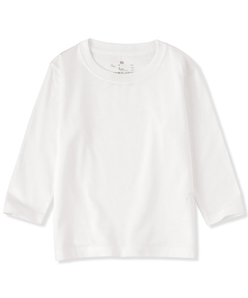 無印良品（ムジルシリョウヒン）の「ベビー　あたまするっと　綿天竺編みクルーネック長袖Ｔシャツ　無地（Tシャツ/カットソー・キッズ・イエロー系/ピンク/グレー系/ブルー/オフホワイト・80/90/100）」の2枚目の写真