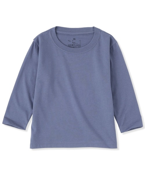 無印良品（ムジルシリョウヒン）の「ベビー　あたまするっと　綿天竺編みクルーネック長袖Ｔシャツ　無地（Tシャツ/カットソー・キッズ・イエロー系/ピンク/グレー系/ブルー/オフホワイト・80/90/100）」の4枚目の写真