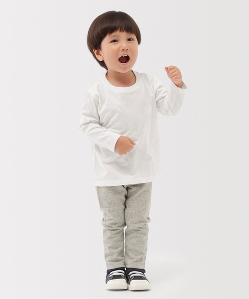 無印良品（ムジルシリョウヒン）の「ベビー　あたまするっと　綿天竺編みクルーネック長袖Ｔシャツ　無地（Tシャツ/カットソー・キッズ・イエロー系/ピンク/グレー系/ブルー/オフホワイト・80/90/100）」の18枚目の写真